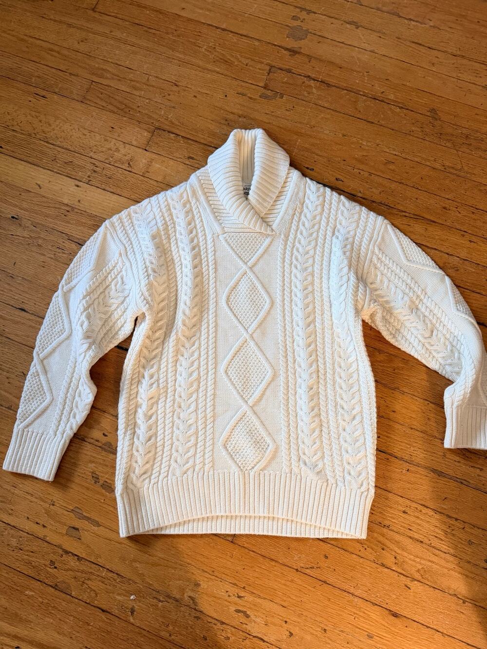 Aritzia Heritage Knit Merino Wool Shawl Neck Sweater XS